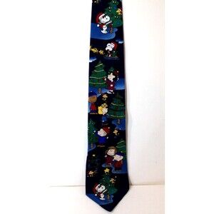 Snoopy & Friends Peanuts Vintage Holiday Silk Necktie Tie Hand Made Retro 56"